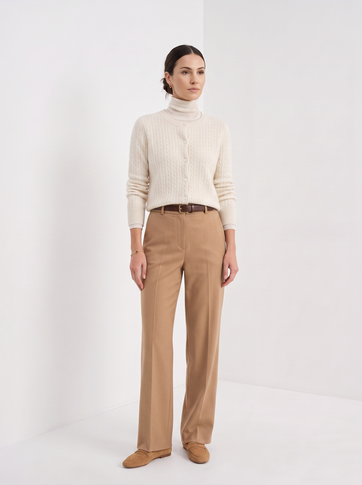 Evelyn | Cropped Cable Knit Cardigan for Women