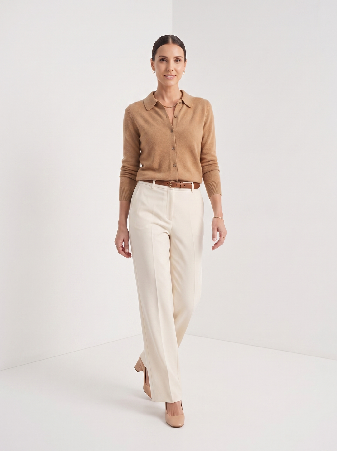 Amelia | Wool Polo Collar Cardigan for Women