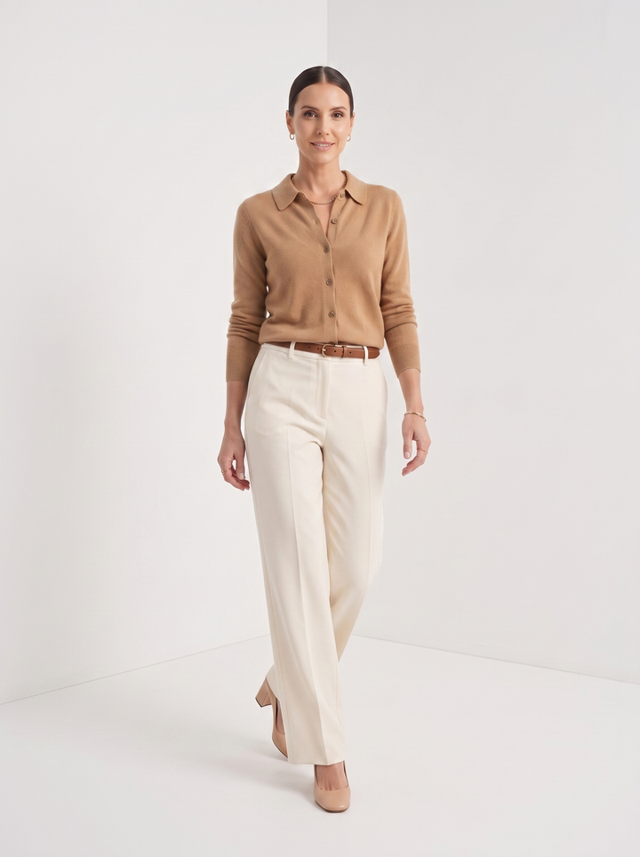 Amelia | Wool Polo Collar Cardigan for Women