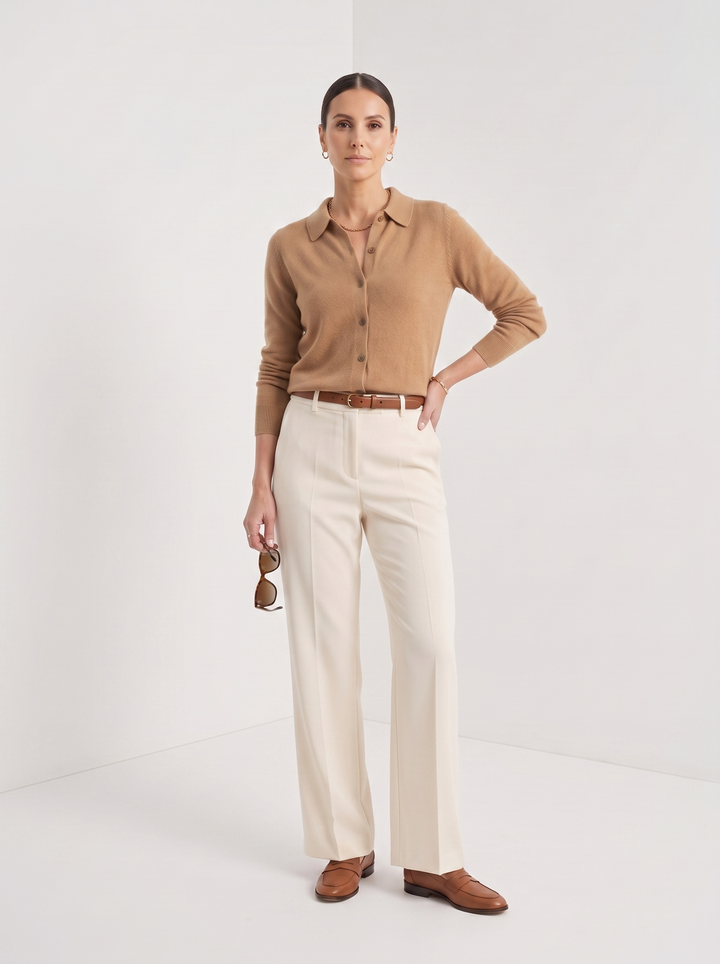 Amelia | Wool Polo Collar Cardigan for Women