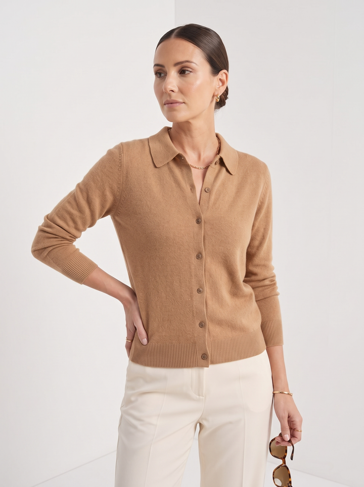 Amelia | Wool Polo Collar Cardigan for Women