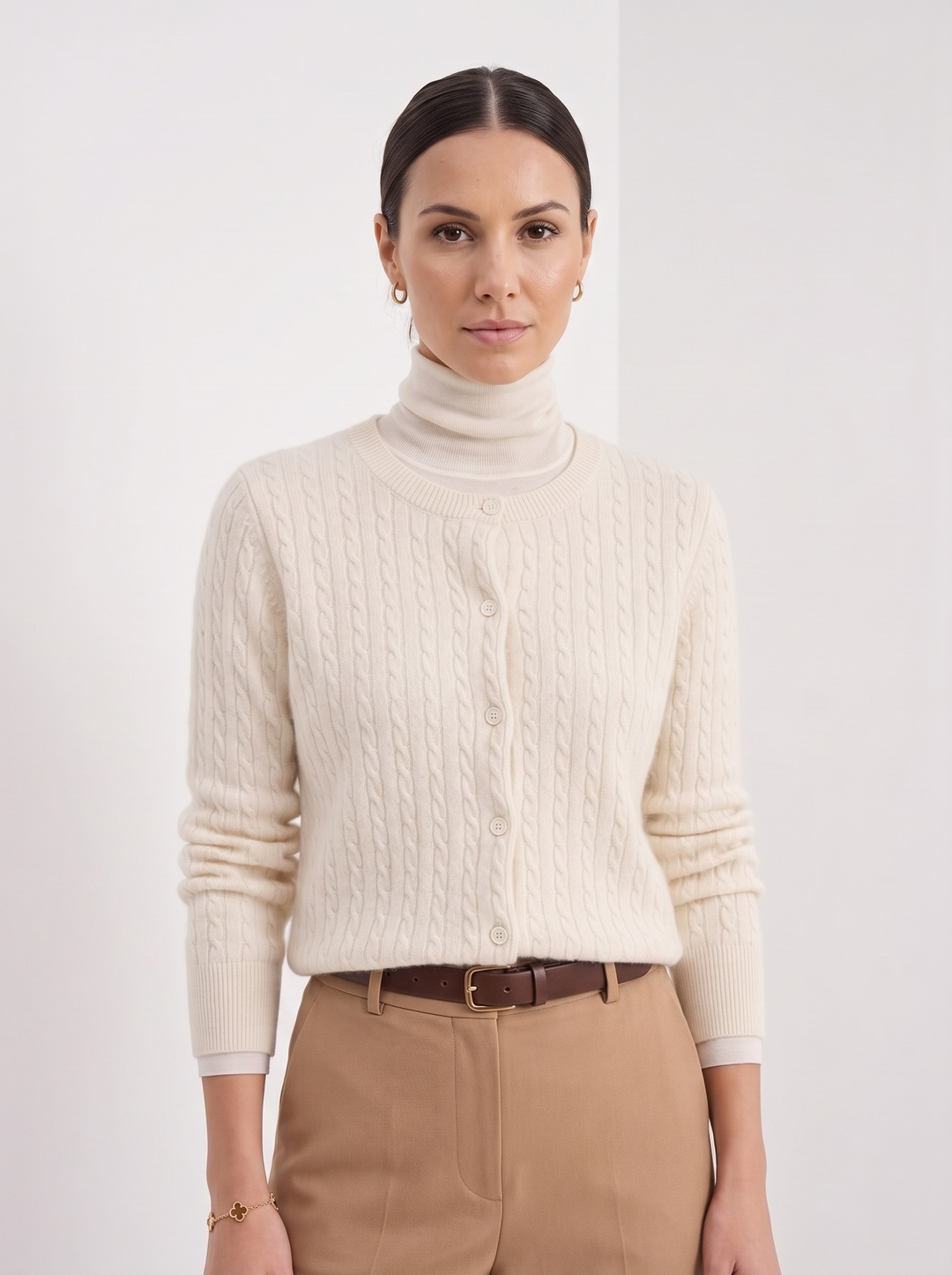 Evelyn | Cropped Cable Knit Cardigan for Women