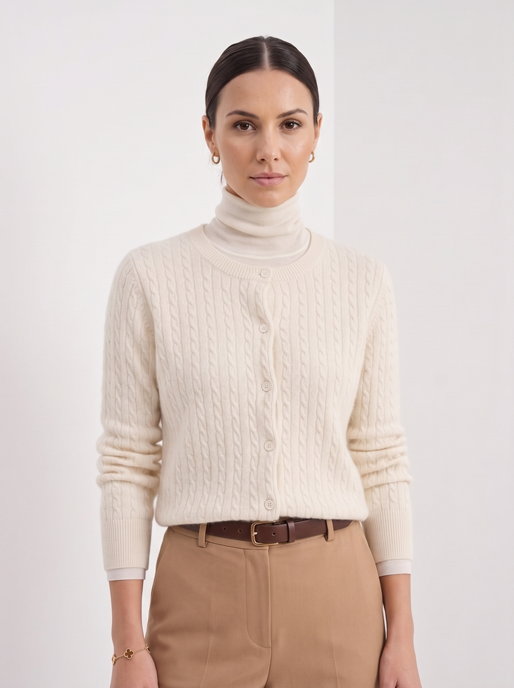 Evelyn | Cropped Cable Knit Cardigan for Women