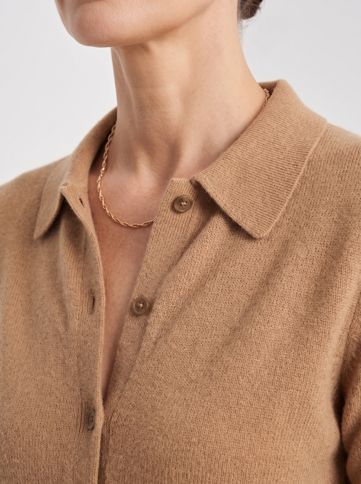 Amelia | Wool Polo Collar Cardigan for Women