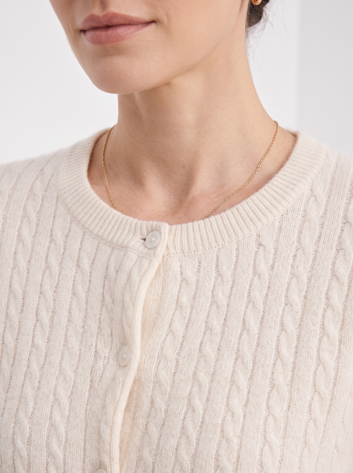 Evelyn | Cropped Cable Knit Cardigan for Women