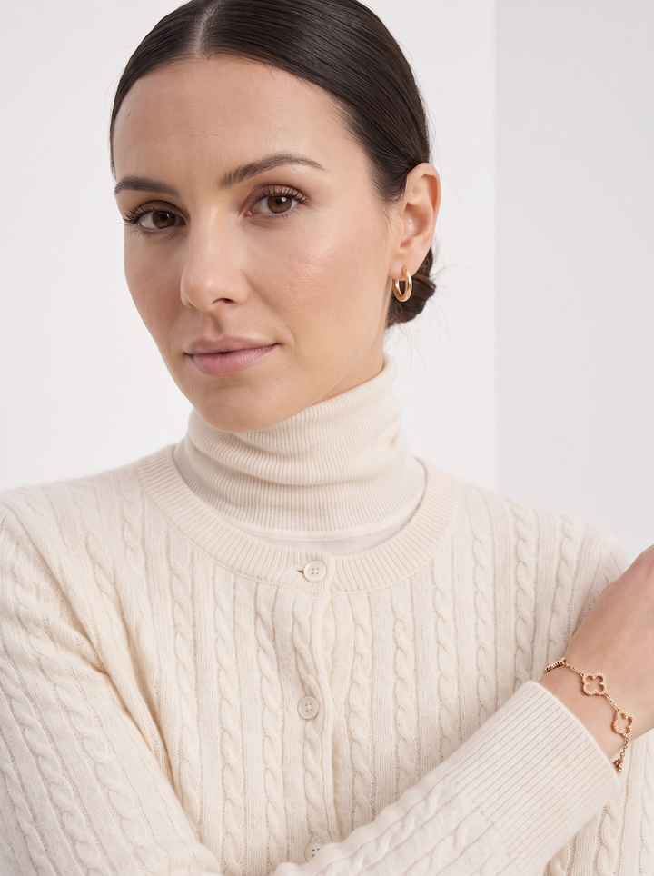 Evelyn | Cropped Cable Knit Cardigan for Women