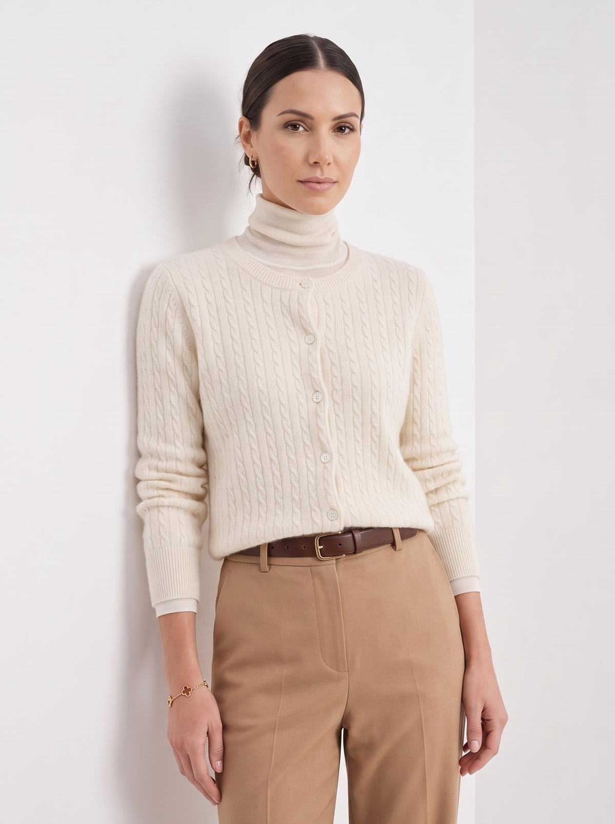 Evelyn | Cropped Cable Knit Cardigan for Women