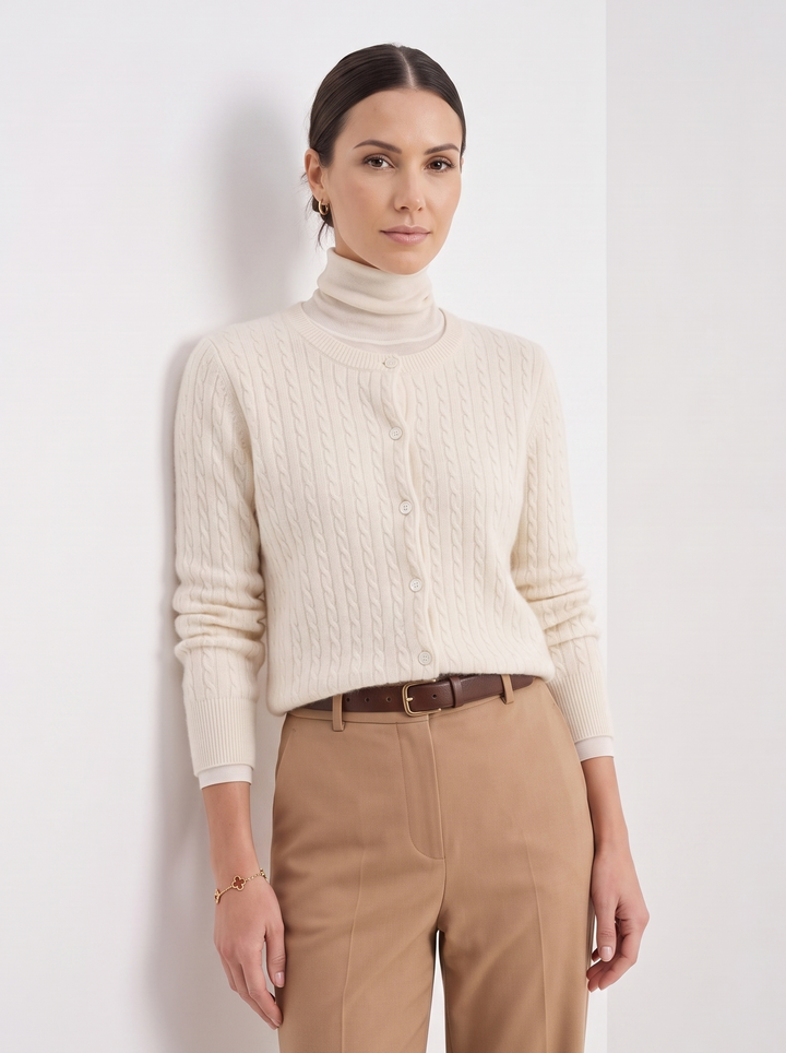 Evelyn | Cropped Cable Knit Cardigan for Women