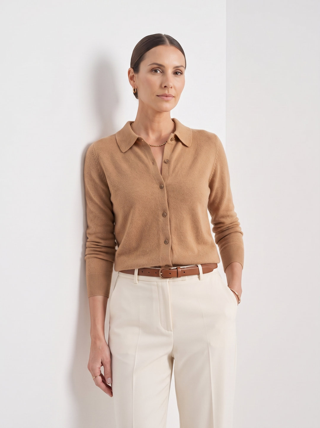 Amelia | Wool Polo Collar Cardigan for Women