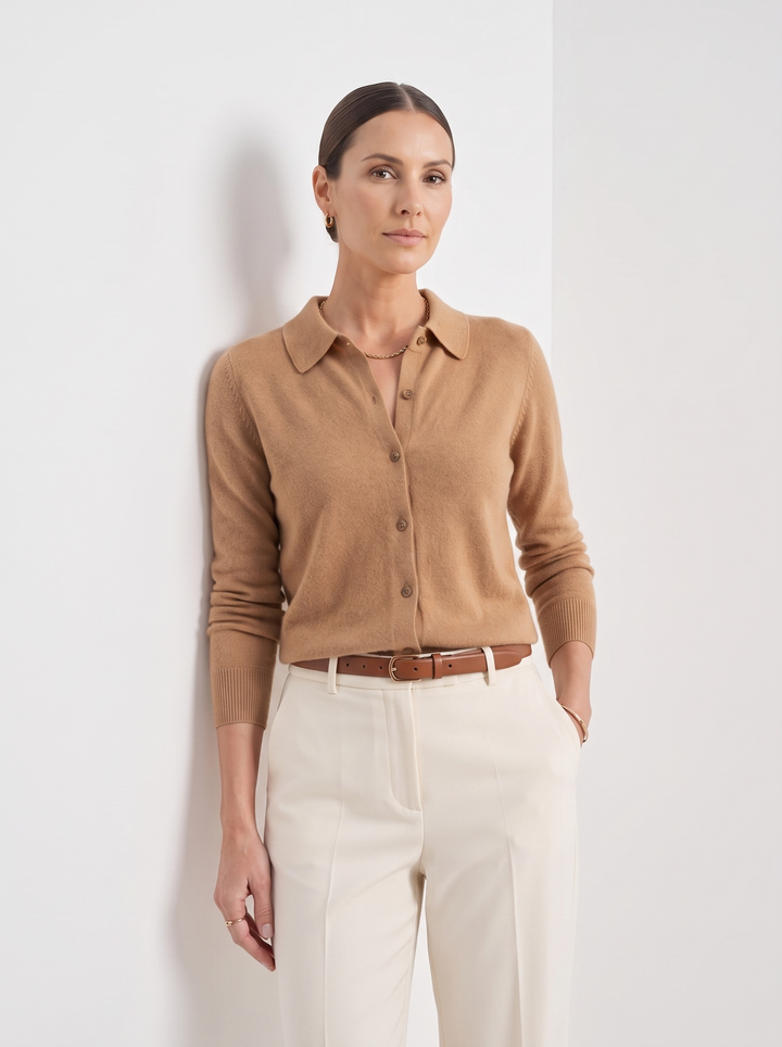 Amelia | Wool Polo Collar Cardigan for Women