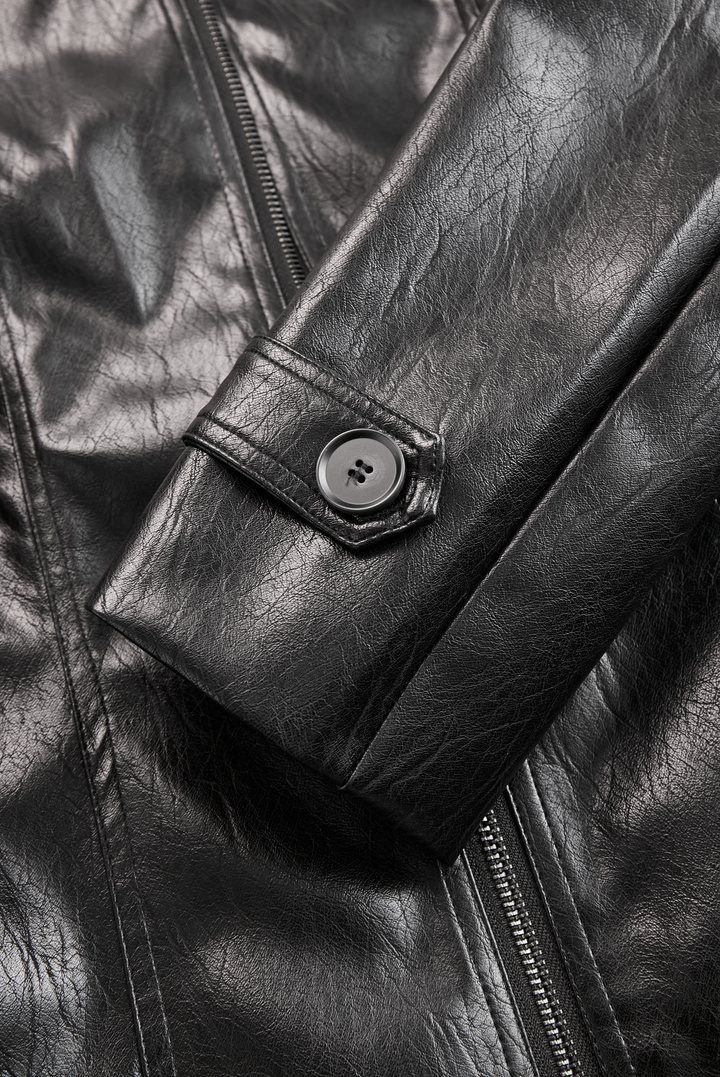 Olivia | Black Faux Leather Jacket for Women
