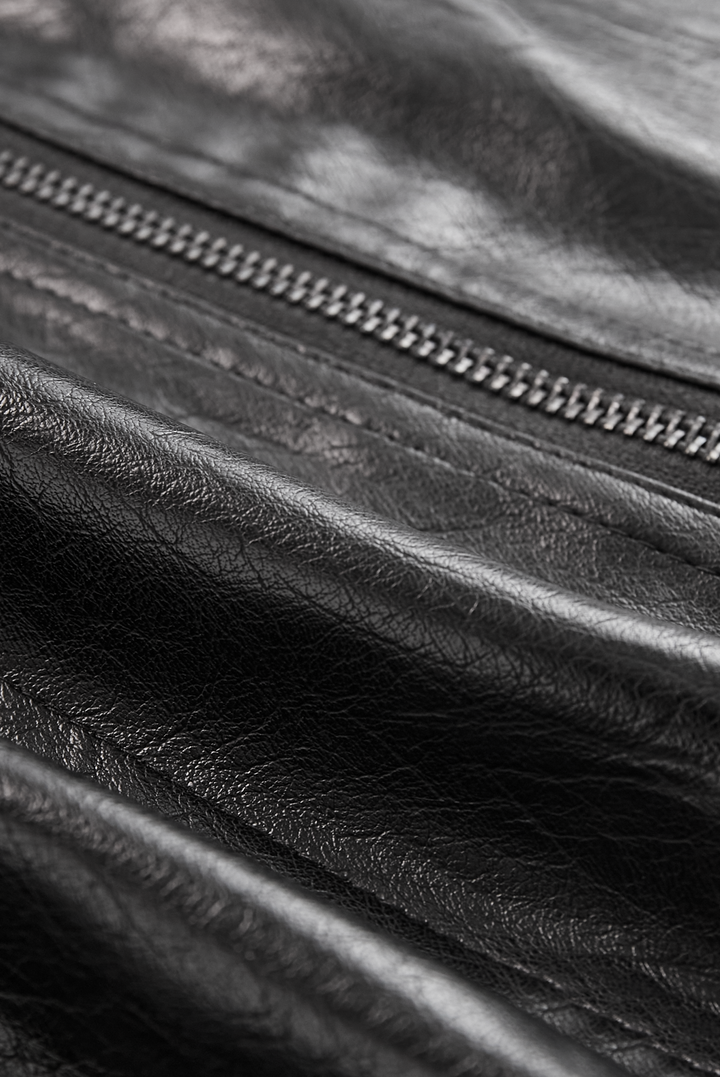 Olivia | Black Faux Leather Jacket for Women