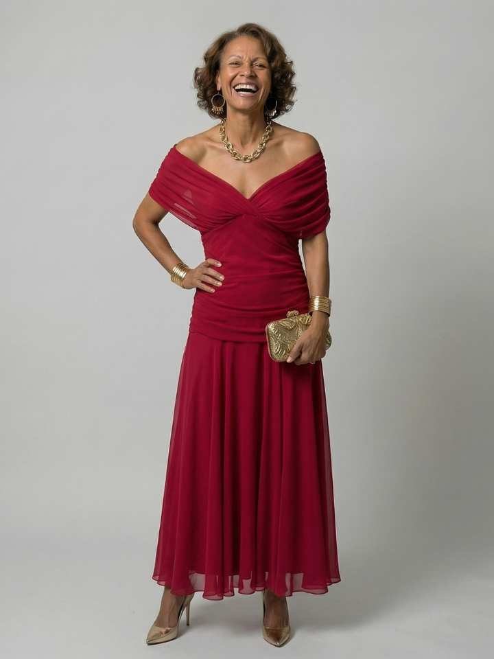 Elegant Midi Dress Women – Off-Shoulder Bodycon