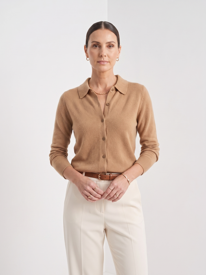 Amelia | Wool Polo Collar Cardigan for Women
