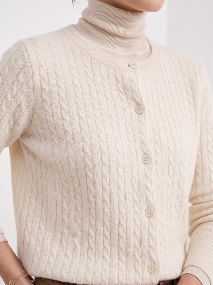 Evelyn | Cropped Cable Knit Cardigan for Women