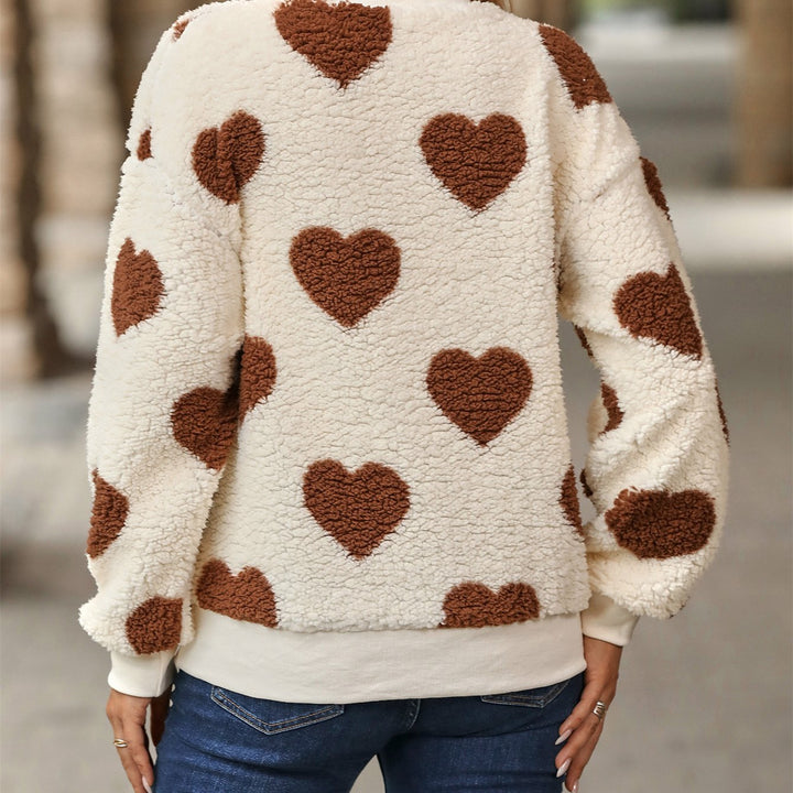 Peyton | Crew Neck Heart Print Sweater for Women