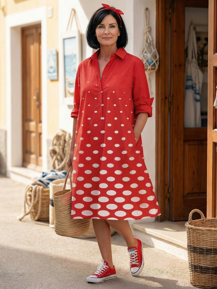 Summer Dress Women – Polka Dot Pockets