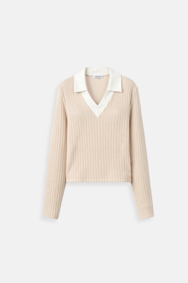 Lily | Ribbed Wool Knit Polo for Women