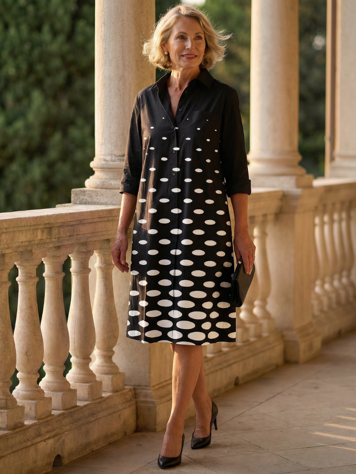 Elegant Dress Women – Polka Dot Pockets