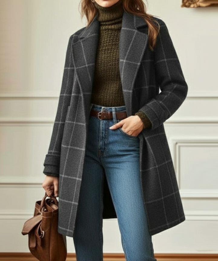 Freya | Plaid Wool Coat for Women