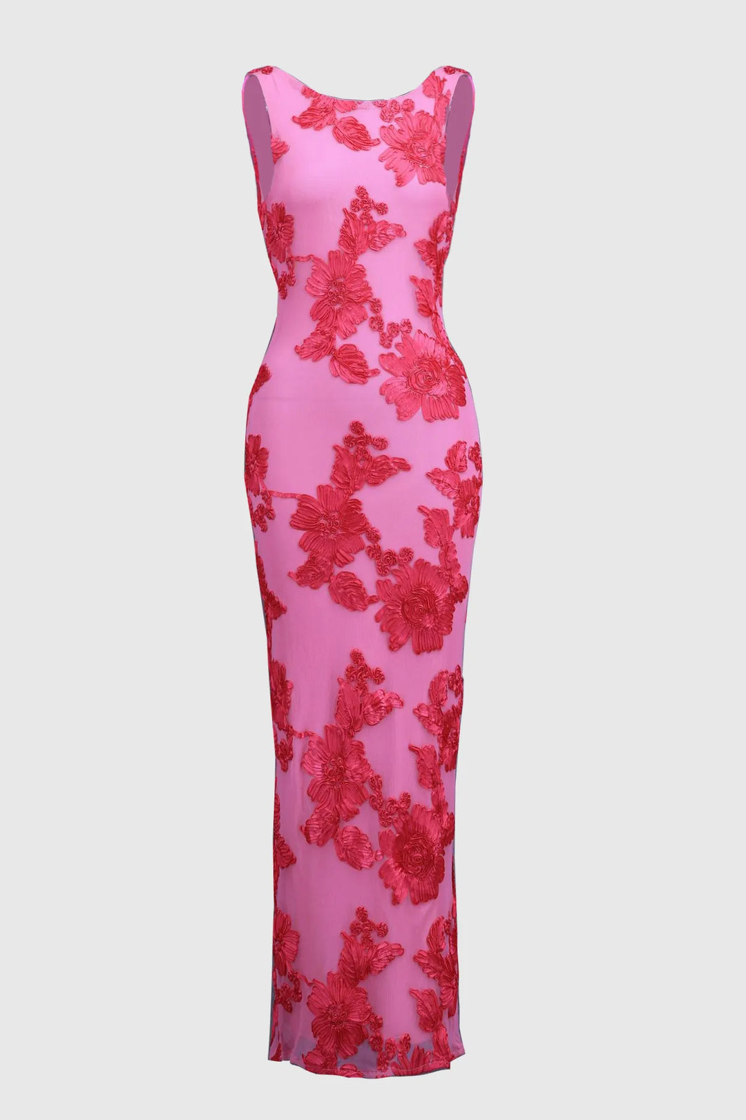 Floral Maxi Dress Women Sleeveless Pink Formal