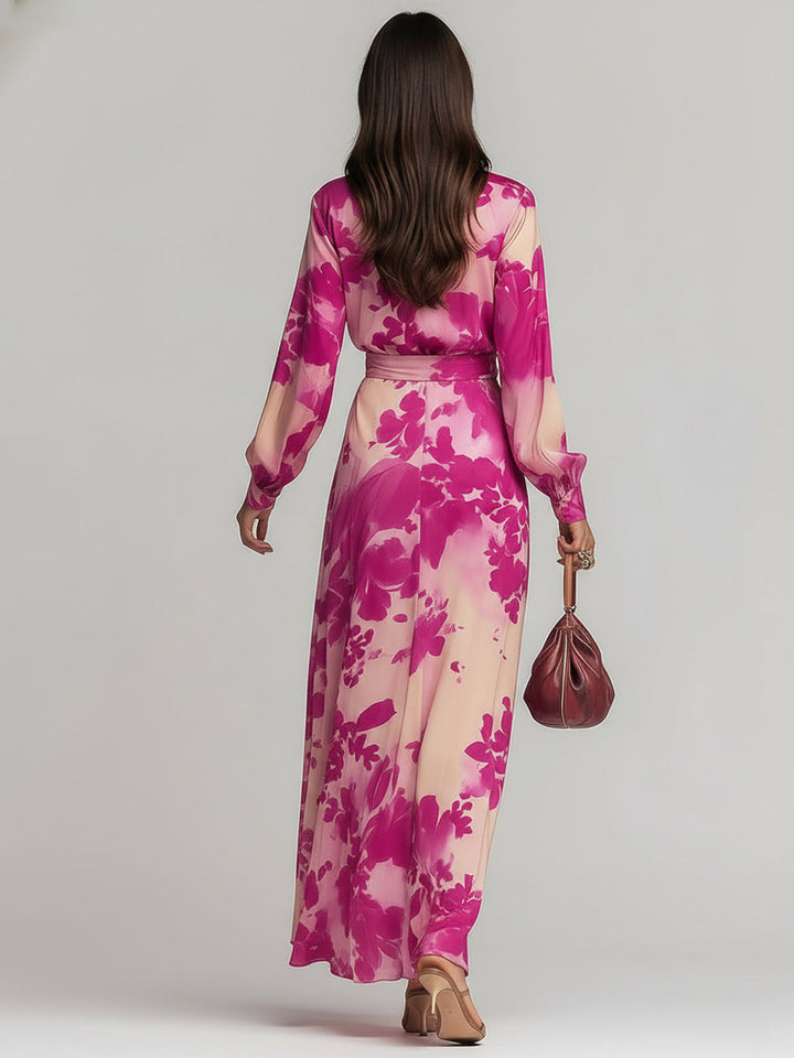 Red V-Neck Dress For Women