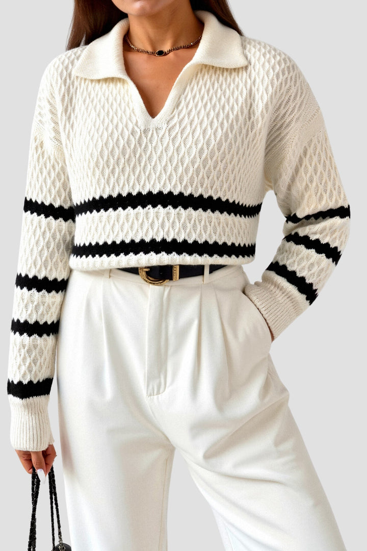 Eleanor | Cable Knit V-Neck Sweater for Women
