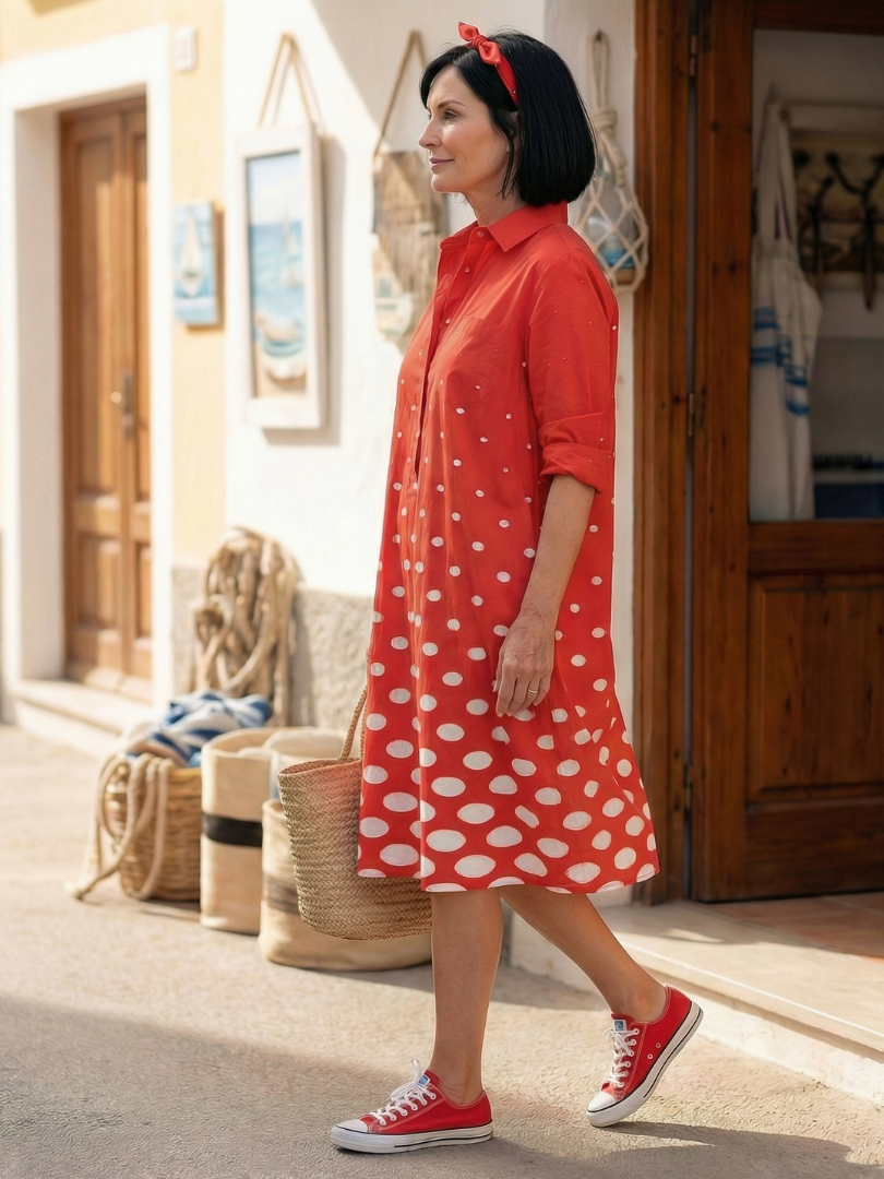 Summer Dress Women – Polka Dot Pockets