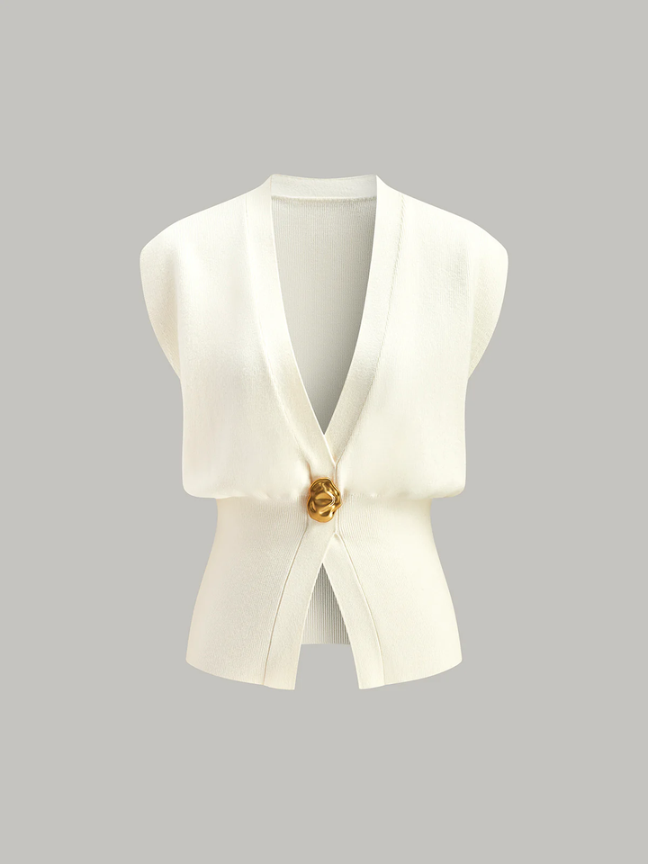 Alana | V-Neck Button-Front Knit Sweater Vest for Women