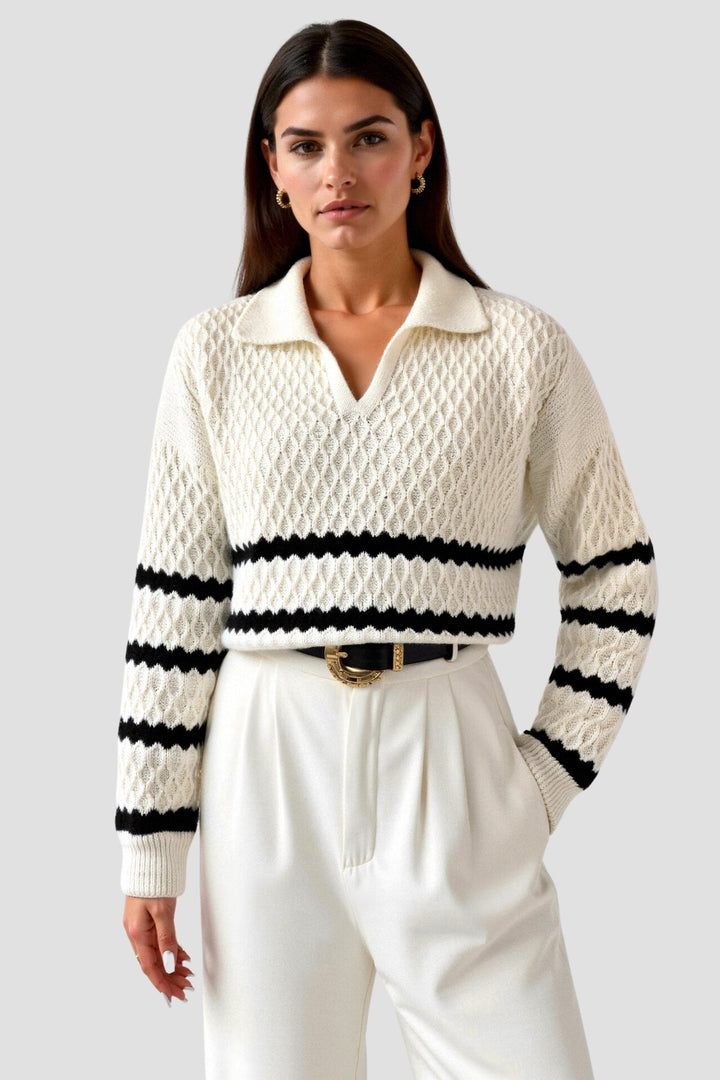 Eleanor | Cable Knit V-Neck Sweater for Women