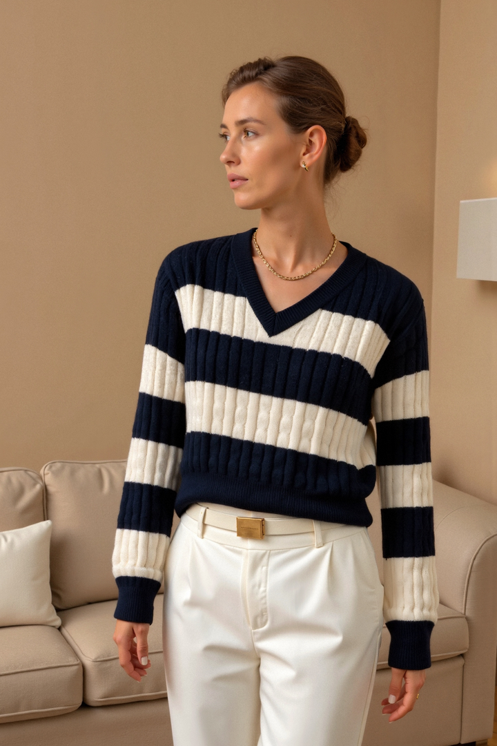 Layla | Cable Knit V-Neck Sweater for Women