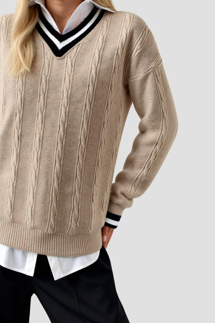 Chloe | Cable Knit V-Neck Sweater for Women