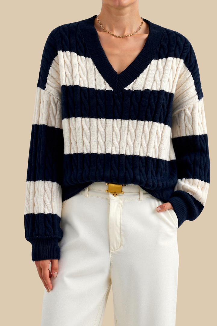 Layla | Cable Knit V-Neck Sweater for Women