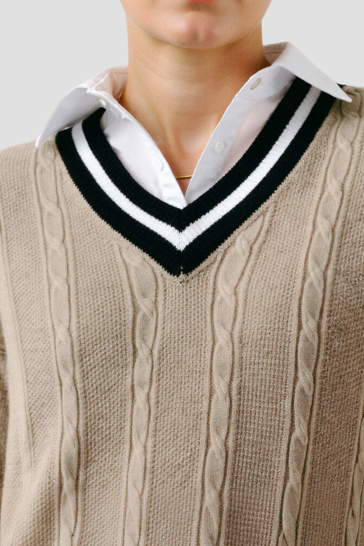 Chloe | Cable Knit V-Neck Sweater for Women