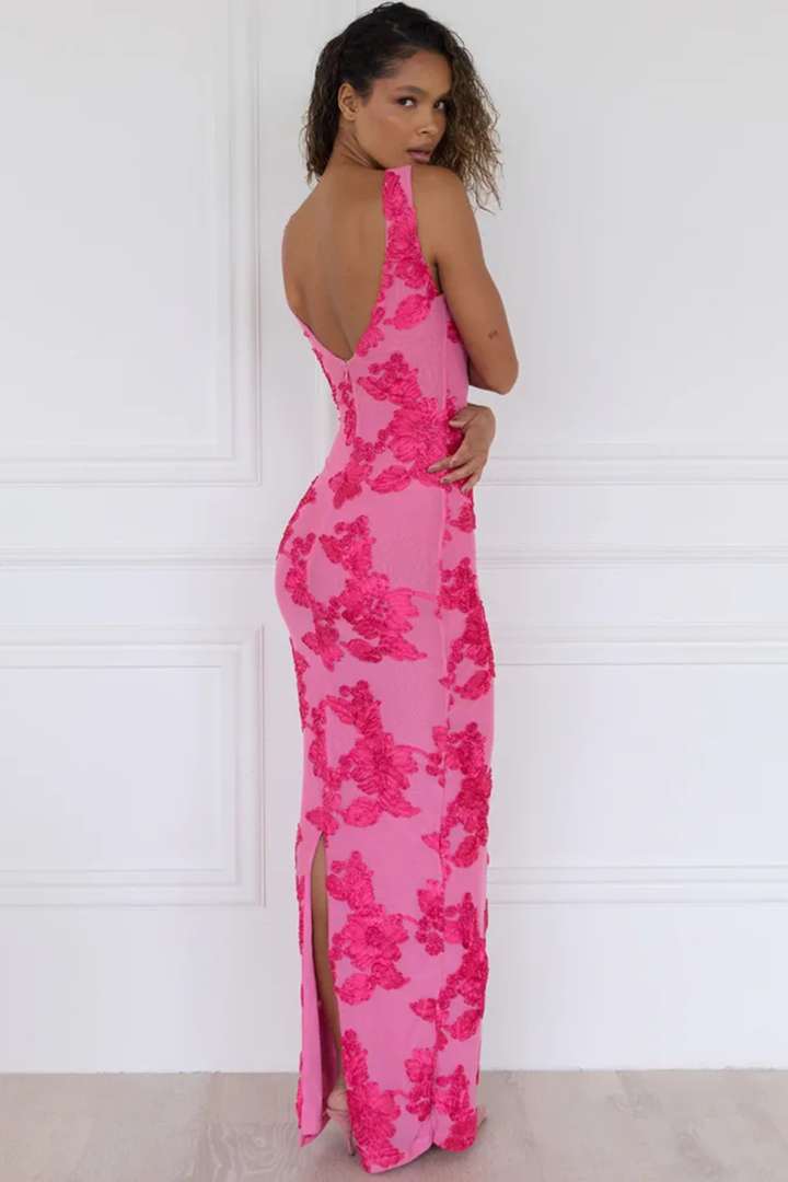 Floral Maxi Dress Women Sleeveless Pink Formal