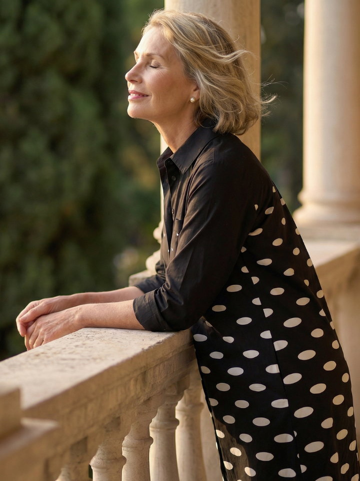 Elegant Dress Women – Polka Dot Pockets