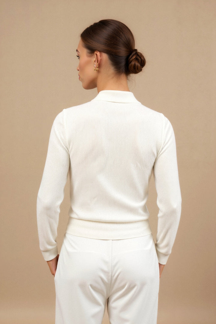 Abigail | Ribbed Knit Polo Shirt for Women