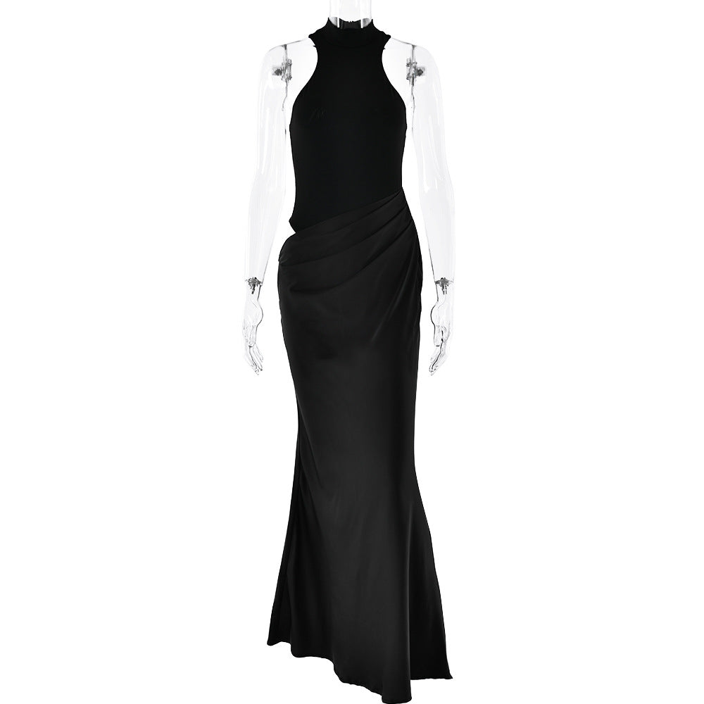 Elegant Halter Draped Evening Dress