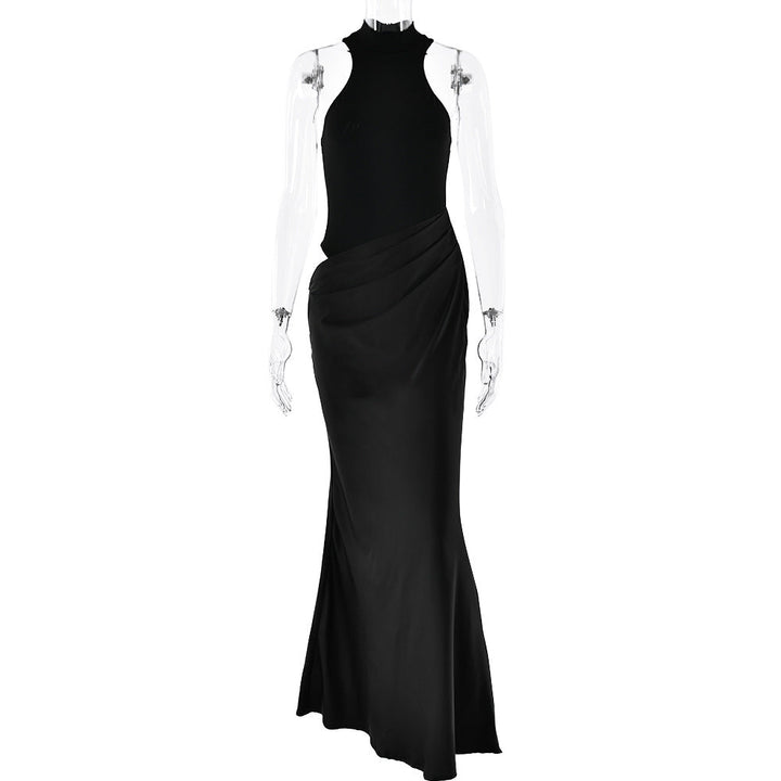 Elegant Halter Draped Evening Dress