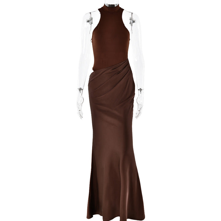Elegant Halter Draped Evening Dress