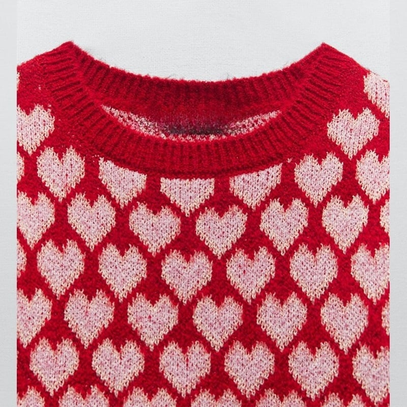 Makayla | Crew Neck Heart Print Sweater for Women