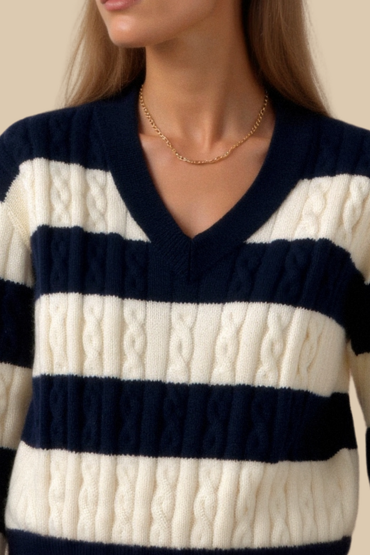 Layla | Cable Knit V-Neck Sweater for Women