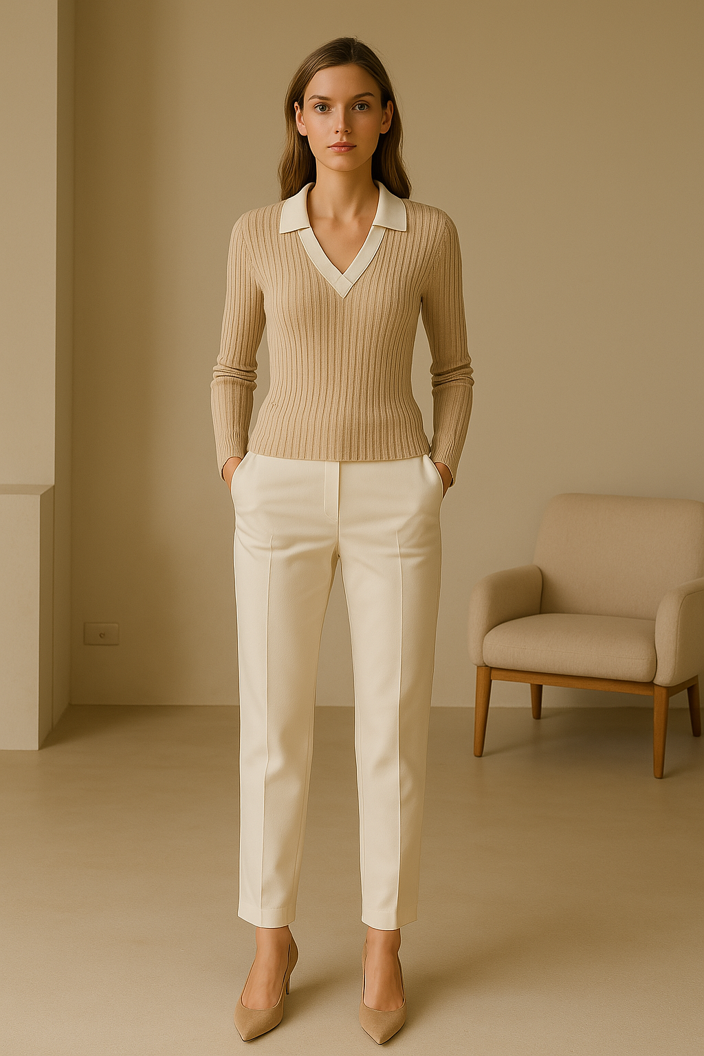 Lily | Ribbed Wool Knit Polo for Women
