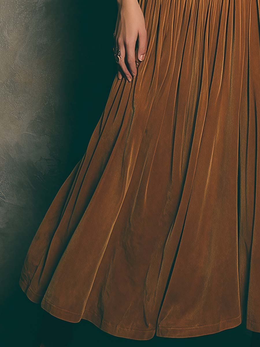 Satin Maxi Dress Women Caramel Spaghetti Strap Wedding Guest