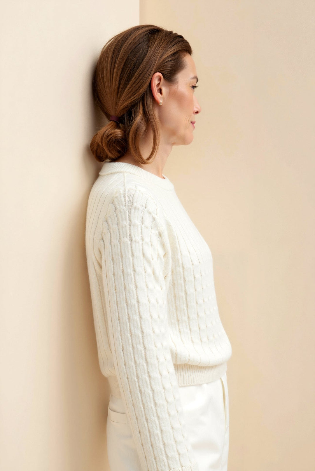 Lucy | Cable Knit Cream Sweater for Women