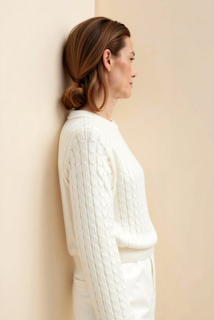 Lucy | Cable Knit Cream Sweater for Women