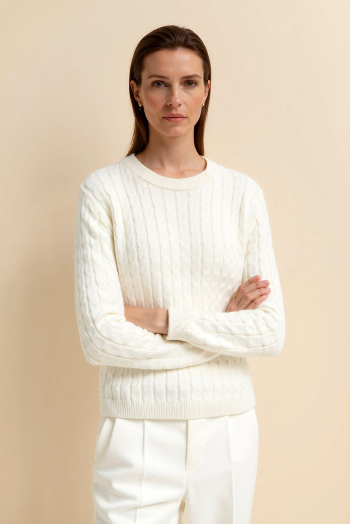 Lucy | Cable Knit Cream Sweater for Women