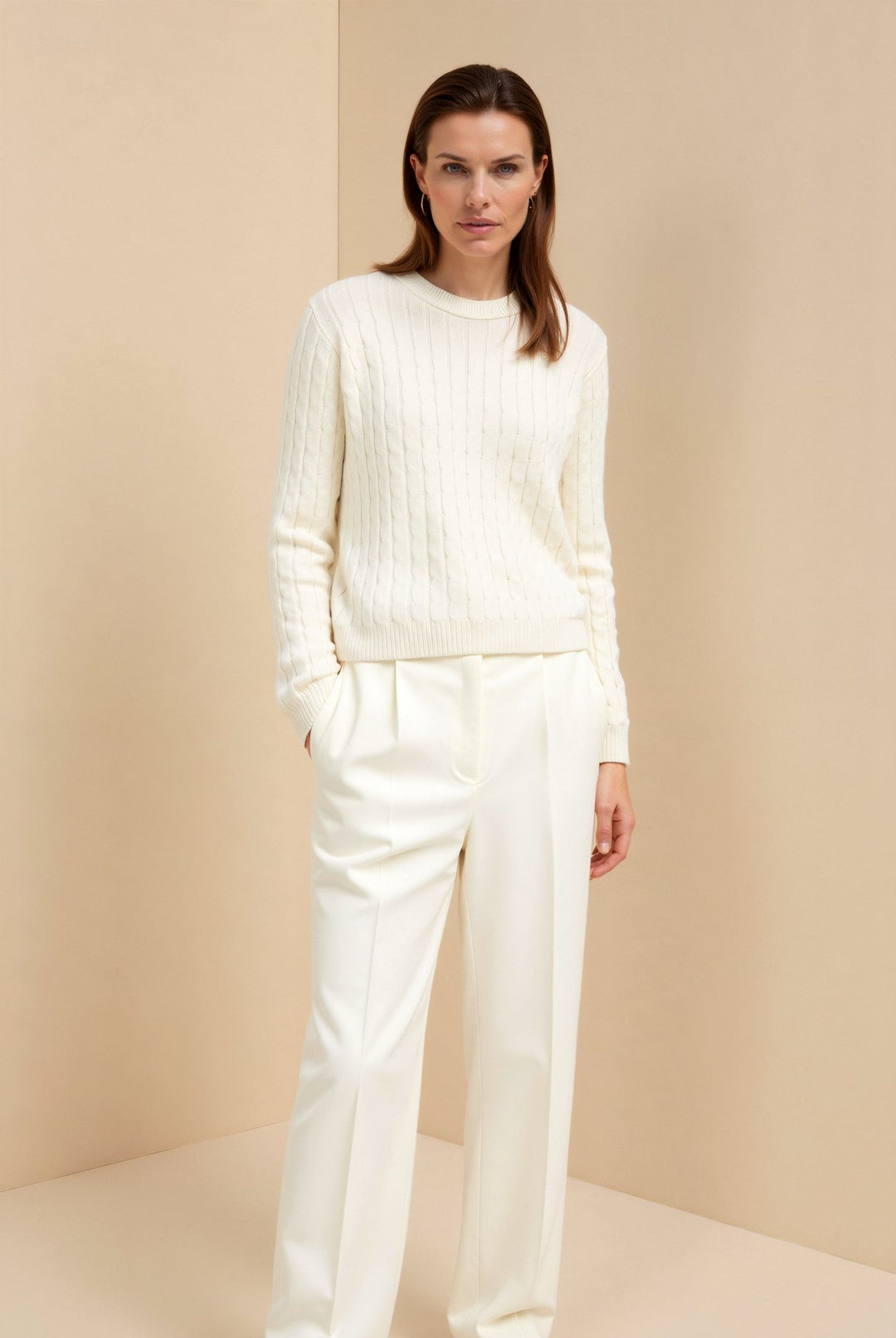 Lucy | Cable Knit Cream Sweater for Women