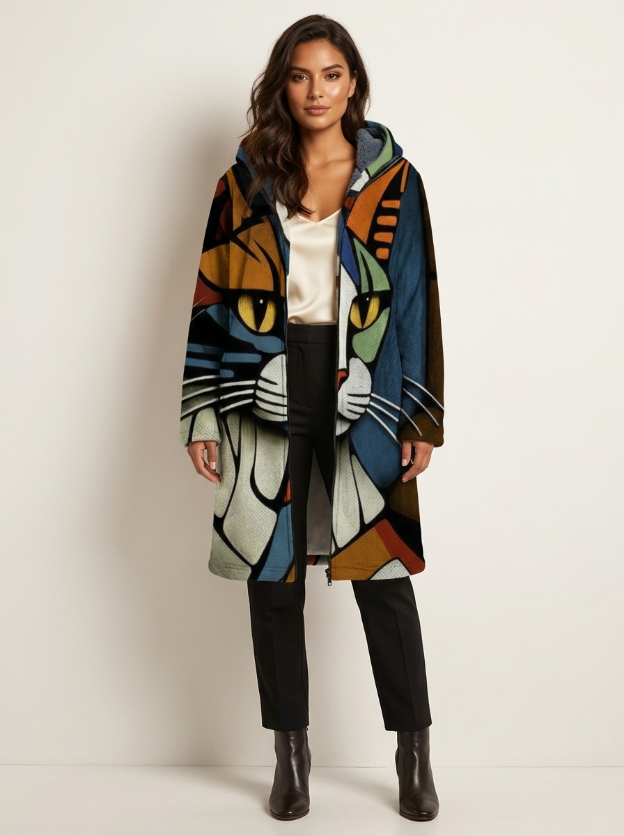 Georgia | Graphic Longline Hooded Jacket for Women
