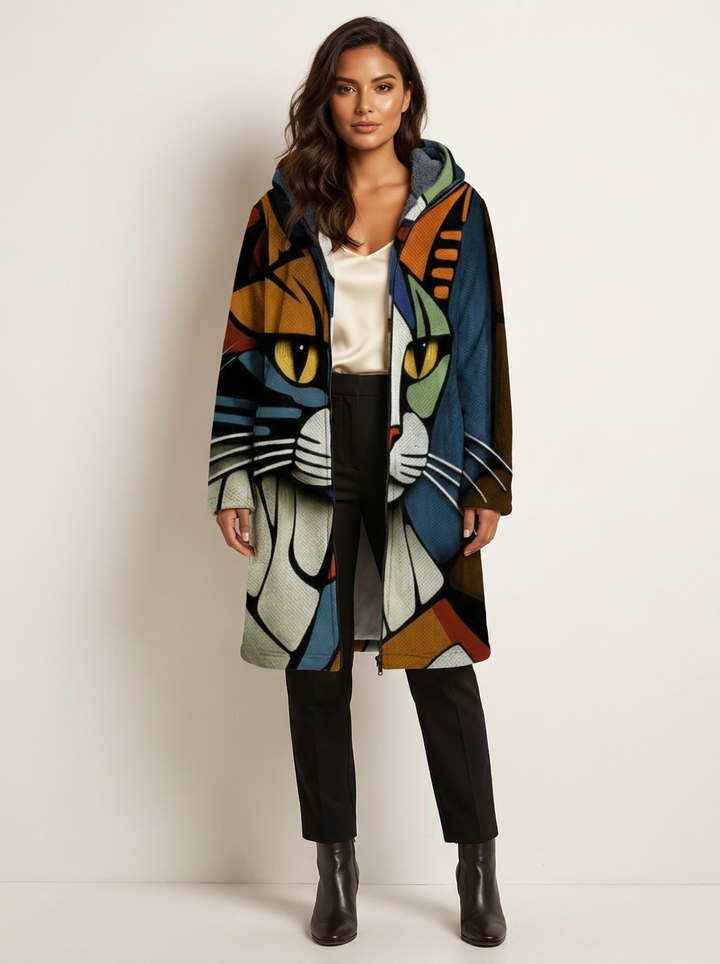 Georgia | Graphic Longline Hooded Jacket for Women